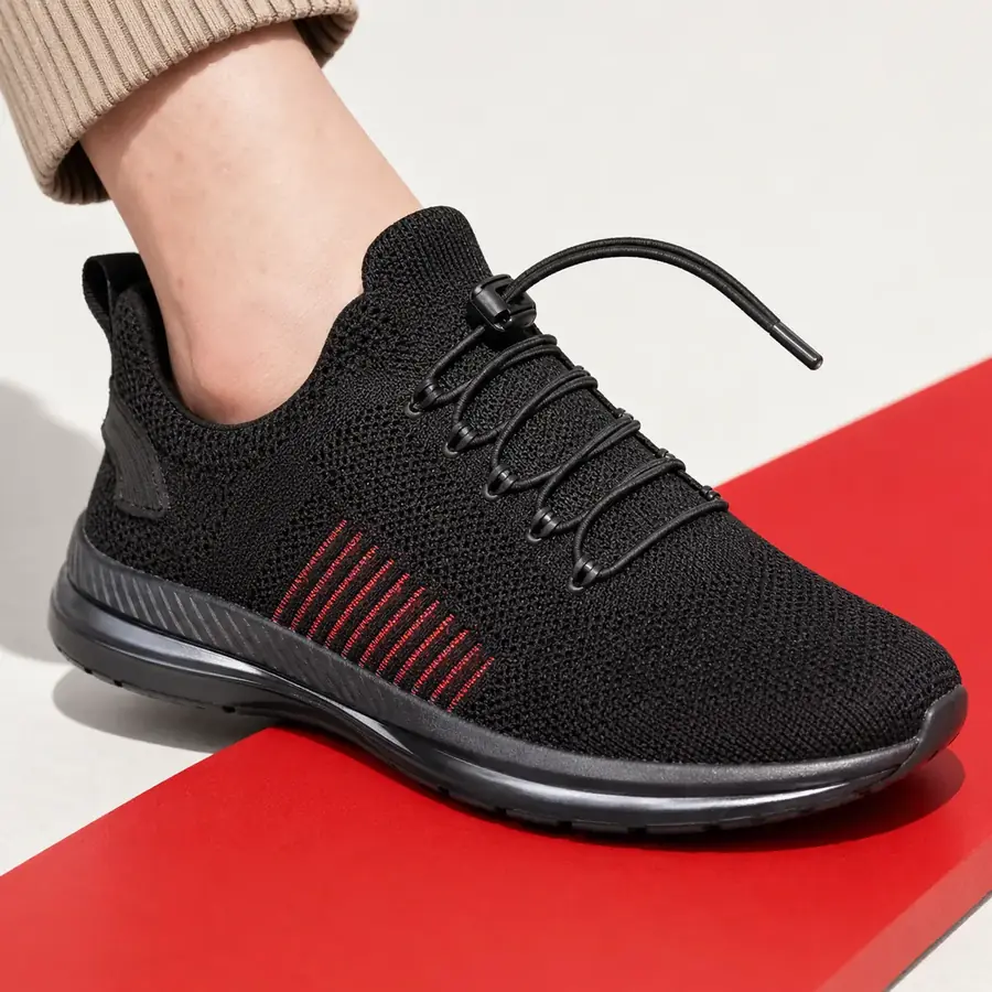 Black elastic sport lace system with lock